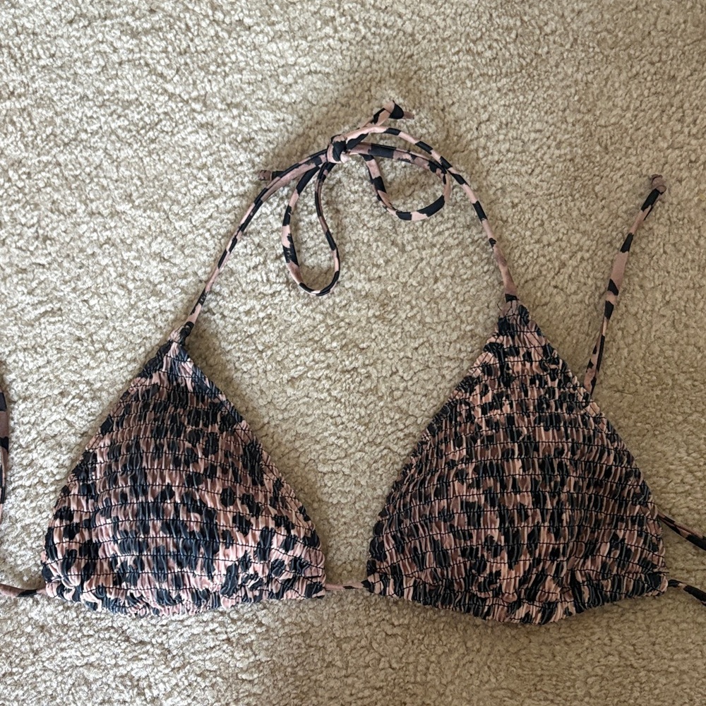 Pink and Black Animal Print Bikini Top